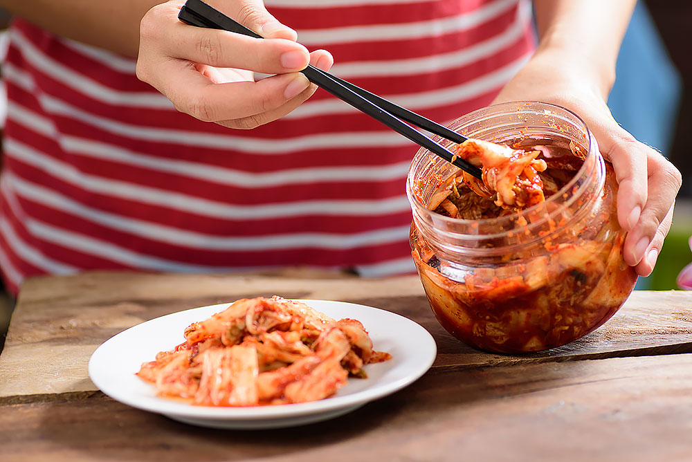 kimchi out of jar served